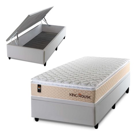 Cama Box Baú Solteirão Alford com Colchão Molas Ensacadas 96x203x73 Bege