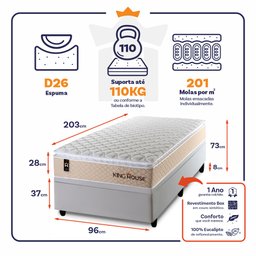 Cama Box Baú Solteirão Alford com Colchão Molas Ensacadas 96x203x73 Bege - 3