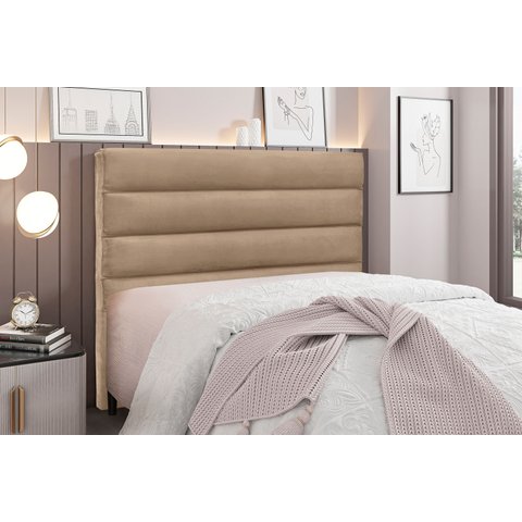 Cabeceira Casal Estofada Suede 160cm La Itáliana Bege