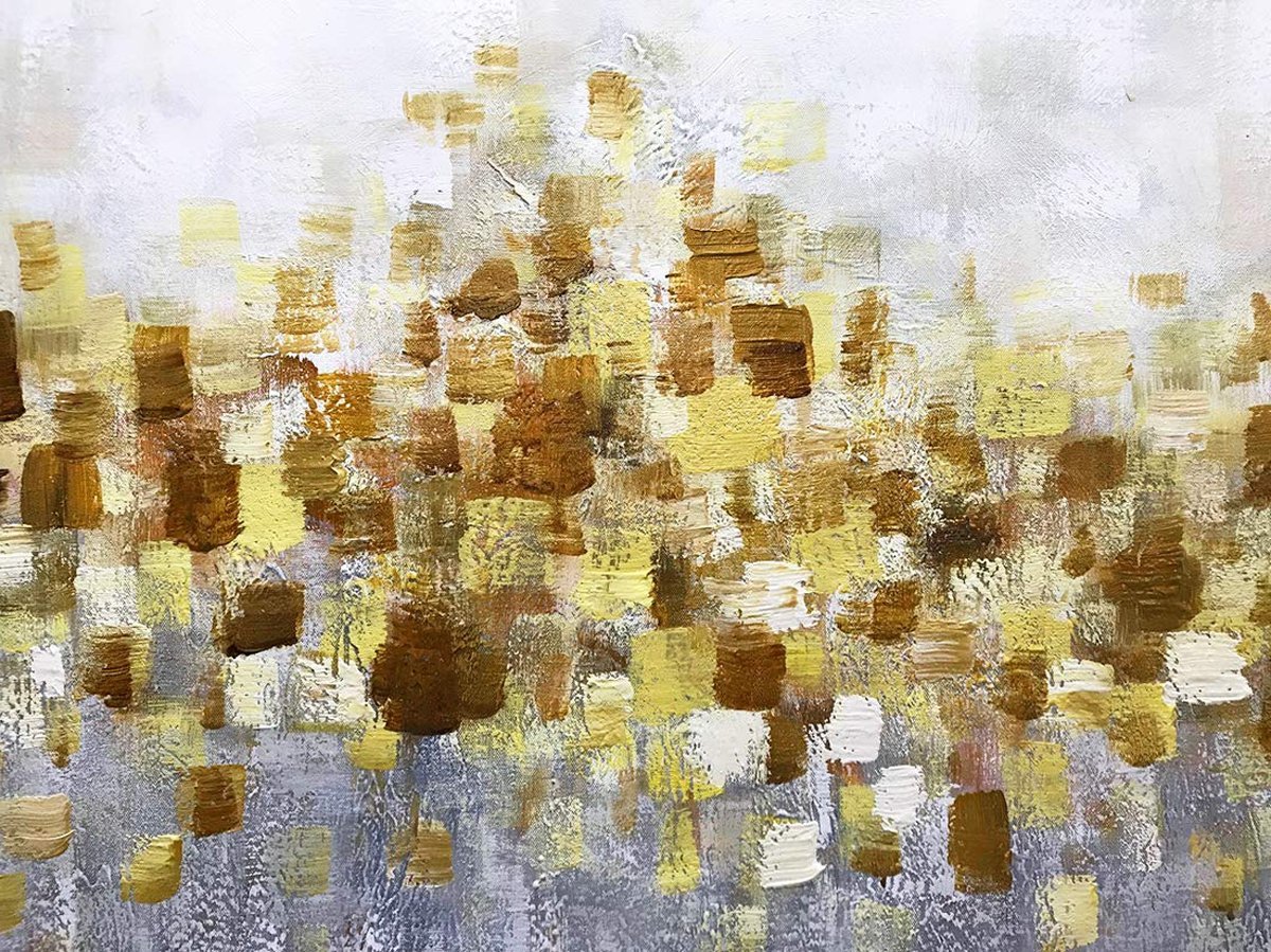 Quadro Pintura Tela ouro textura contemporânea 5229: 70cm (A) x 140cm (L) - 4