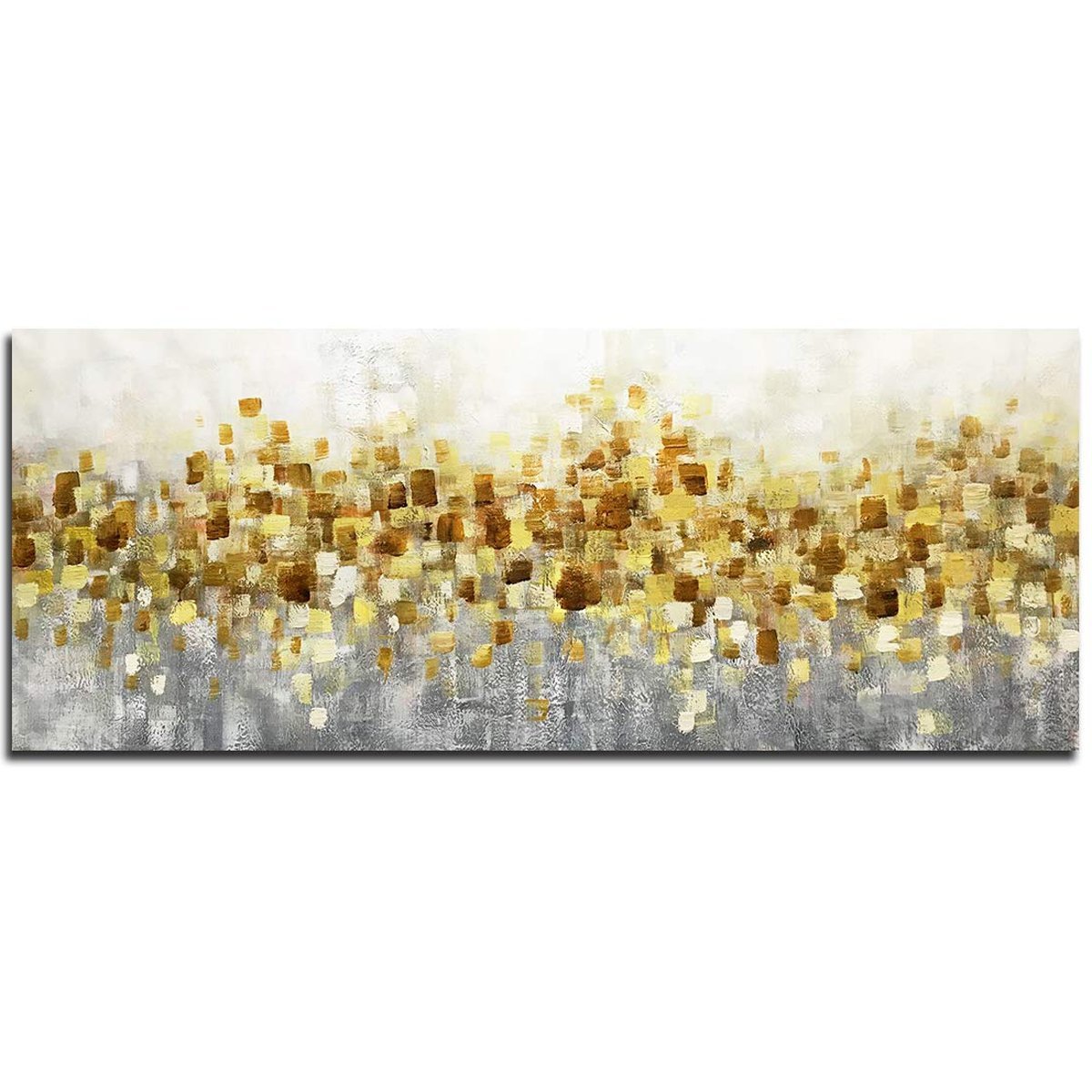 Quadro Pintura Tela ouro textura contemporânea 5229: 70cm (A) x 140cm (L) - 2