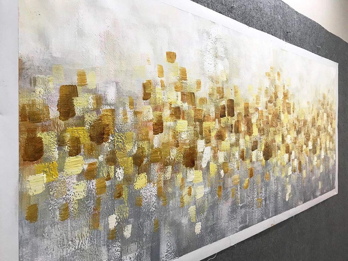Quadro Pintura Tela ouro textura contemporânea 5229: 70cm (A) x 140cm (L) - 5