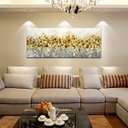 Ver imagem 1 de Quadro Pintura Tela ouro textura contemporânea 5229: 70cm (A) x 140cm (L)