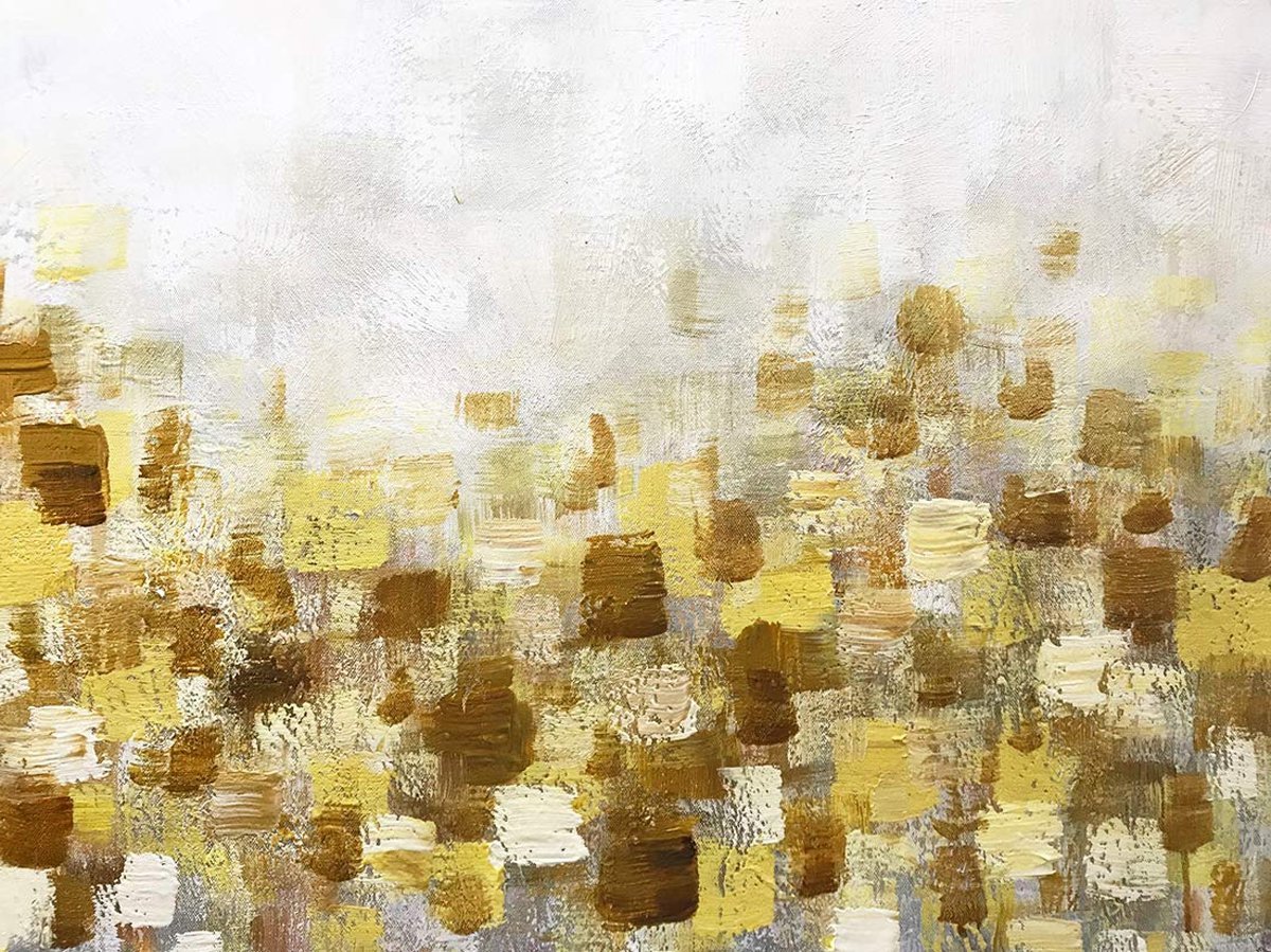 Quadro Pintura Tela ouro textura contemporânea 5229: 70cm (A) x 140cm (L) - 3