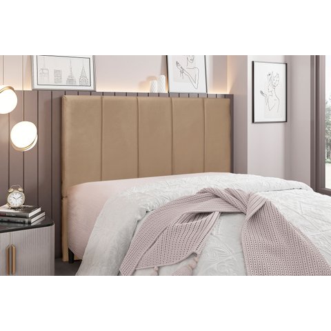 Cabeceira Solteiro Estofada Suede 90Cm Ravenna Bege