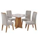 Ver imagem 2 de Conjunto Sala de Jantar Salvador 90x90cm com 4 Cadeiras Flora Mel/off White/pastel - Casa Giulia