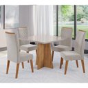 Ver imagem 1 de Conjunto Sala de Jantar Salvador 90x90cm com 4 Cadeiras Flora Mel/off White/pastel - Casa Giulia