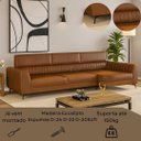 Ver imagem 4 de Sofá em Corino 344cm com Chaise 4 Lugares Pés em Metal Linha Premium Maximu