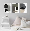 Ver imagem 2 de Kit 3 Quadros Abstratos Decoração Industrial- Cinza e Preto 24x18cm - com Vidro:madeira Branca
