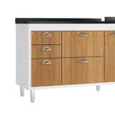 Ver imagem 3 de Balcão de Cozinha 144cm Grande 3 Gavetas Armário 100% MDF:Branco/Freijó