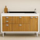 Ver imagem 2 de Balcão de Cozinha 144cm Grande 3 Gavetas Armário 100% MDF:Branco/Freijó