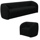 Ver imagem 2 de Conjunto Sala de Estar Sofá 252cm 3 Lugares e Poltrona Adam Veludo Preto G45 - Gran Belo Conjunto Ad