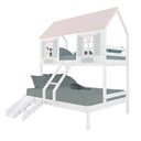 Ver imagem 2 de Beliche Casal/ Solteiro Casinha Bela com Kit Escada/escorregador - Madeira Maciça Branco/rosa/verde