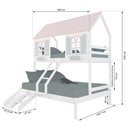 Ver imagem 3 de Beliche Casal/ Solteiro Casinha Bela com Kit Escada/escorregador - Madeira Maciça Branco/rosa/verde
