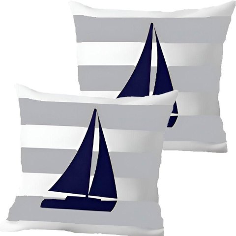 Kit 2 Capas de Almofadas Navegação Barco À Vela Marítima