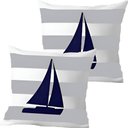 Ver imagem 1 de Kit 2 Capas de Almofadas Navegação Barco À Vela Marítima
