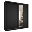 Ver imagem 1 de Guarda Roupa Casal 2 Portas de Correr com Espelho Trian 220 cm Preto Zanz