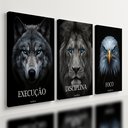 Ver imagem 1 de Kit 3 Quadro Decorativo Disciplina Execução Foco Leão Luxo Qualidade Premium 40x28cm