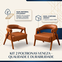 Ver imagem 3 de Kit 2 Poltronas Decorativa Veneza Tecido em Corino:Caramelo