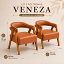 Ver imagem 4 de Kit 2 Poltronas Decorativa Veneza Tecido em Corino:Caramelo