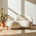 Ver imagem 2 de Sofá Curvo 2 Lugares 150cm Braço Esq. Thommy Pés Ouro Bouclé Off White - Nexta Casa