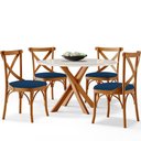 Ver imagem 5 de Kit 06 Cadeiras para Sala de Jantar e Estar Living Estofada Ávila L02 Suede Azul Marinho - Lyam
