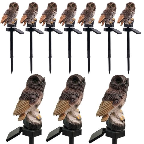 Coruja Solar Lumianaria Kit 10 Uni Decoraçao Casa Quintal Jardim Varanda Multiuso Aves Escultura