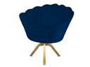 Ver imagem 1 de Poltrona Decorativa Pétala Base Giratória Madeira Suede Azul Marinho Ms Decor