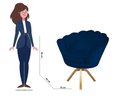 Ver imagem 3 de Poltrona Decorativa Pétala Base Giratória Madeira Suede Azul Marinho Ms Decor