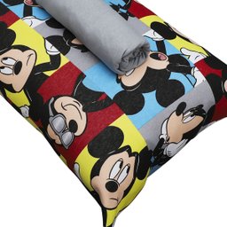 Jogo de Cama Portallar Solteiro Malha 100% Algodao Disney Mickey Glasses 2 Pçs Cinza - 3