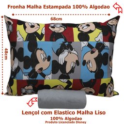 Jogo de Cama Portallar Solteiro Malha 100% Algodao Disney Mickey Glasses 2 Pçs Cinza - 6