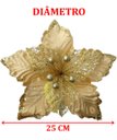 Ver imagem 5 de Kit 12 Flores Artificial Glitter Enfeite Dourado Natal 25cm