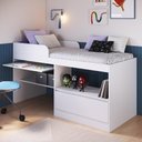 Ver imagem 3 de Cama de Solteiro com Escrivaninha e 1 Porta para Colchão 188x78cm Multimóveis Cr40148 Branco