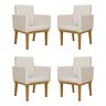 Kit 04 Poltronas Decorativa Reforçada Oferta Courino Balaqui Cor:Bege - 1