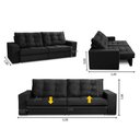 Ver imagem 3 de Sofá Retrátil e Reclinável 3 Lugares 2,50m com Molas Melissa Suede Preto Rover & Beato