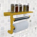 Ver imagem 1 de Suporte De Parede Porta Papel Toalhas E Prateleira Para Temperos Cozinha Estilo Industrial Amarelo