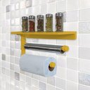 Ver imagem 3 de Suporte De Parede Porta Papel Toalhas E Prateleira Para Temperos Cozinha Estilo Industrial Amarelo