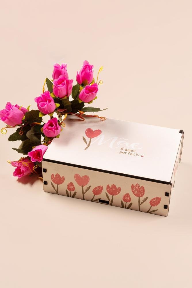 Caixa Presente Caixa Decorativa de Madeira Amor Perfeito Mãe - 6