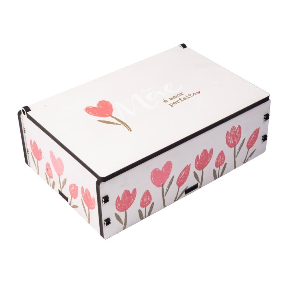 Caixa Presente Caixa Decorativa de Madeira Amor Perfeito Mãe