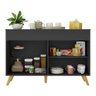 Balcão Cozinha Gabinete Pia 120cm 2 Portas Veneza Multimóveis V3738 Preto/Dourado - 4