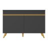 Balcão Cozinha Gabinete Pia 120cm 2 Portas Veneza Multimóveis V3738 Preto/Dourado - 5