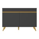 Ver imagem 5 de Balcão Cozinha Gabinete Pia 120cm 2 Portas Veneza Multimóveis V3738 Preto/Dourado