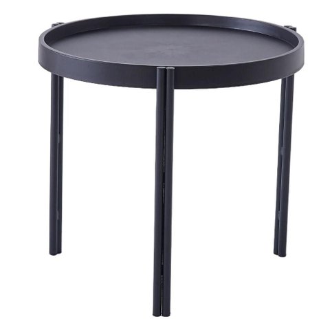 Mesa de Apoio Redonda Enjoy Rivatti 50 Cm (largura) Tampo Polipropileno Preto Base em Aço Preto