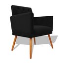 Ver imagem 3 de Kit Decorativo Duas Poltrona Nina Retro Pés Palito Suede Preto com Roda Pé Eli Móveis