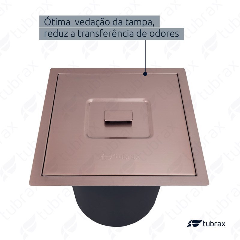 LIXEIRA DE EMBUTIR EM ACO INOX COM ACABAMENTO ESCOVADO ROSE- LAC0003-C - 4