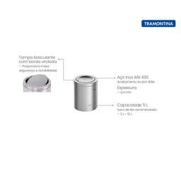 Lixeira Inox Tramontina Swing com Acabamento Scotch Brite - 3