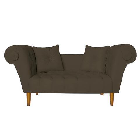 Namoradeira Recamier Sofá Decorativo 02 Lugares Dubai Suede Marrom - Incasa Decor
