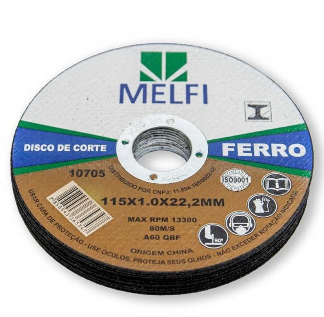 Kit 50 Disco de Corte Ferro - Melfi - 115,0 X 1,0 X 22,23mm