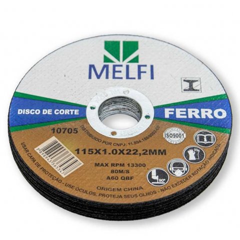 Kit 50 Disco de Corte Ferro - Melfi - 115,0 X 1,0 X 22,23mm