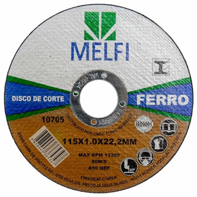 Kit 50 Disco de Corte Ferro - Melfi - 115,0 X 1,0 X 22,23mm - 2